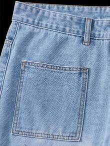 Manfinity Denimwave Men's Straight Leg Flare Jeans With Print - Medium Wash - View 5