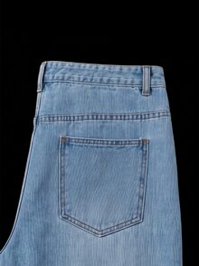 Manfinity Denimwave Men's Straight Leg Flare Jeans With Print - Medium Wash - View 6