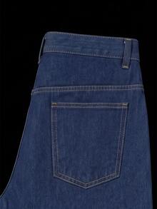 Manfinity Denimwave Men's Solid Color Minimalist Denim Curved Knife Leg Pants - Dark Wash - View 5