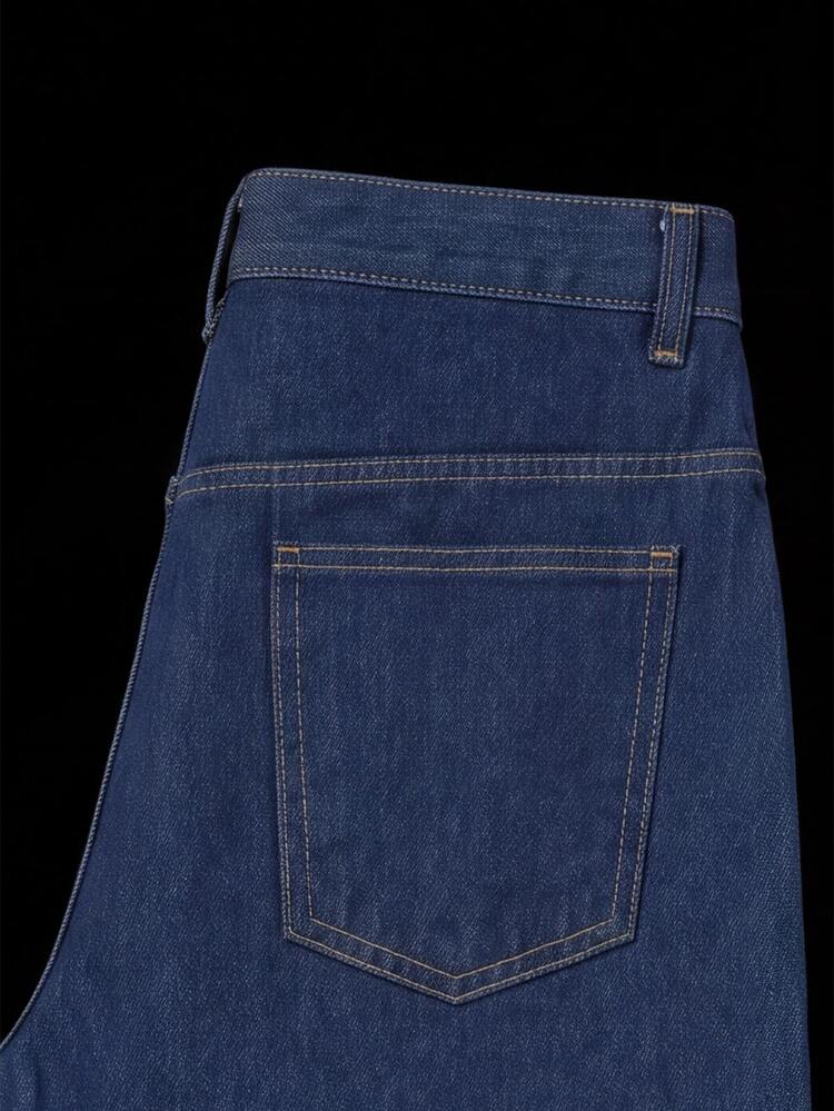 Manfinity Denimwave Men's Solid Color Minimalist Denim Curved Knife Leg Pants - Dark Wash - View 5