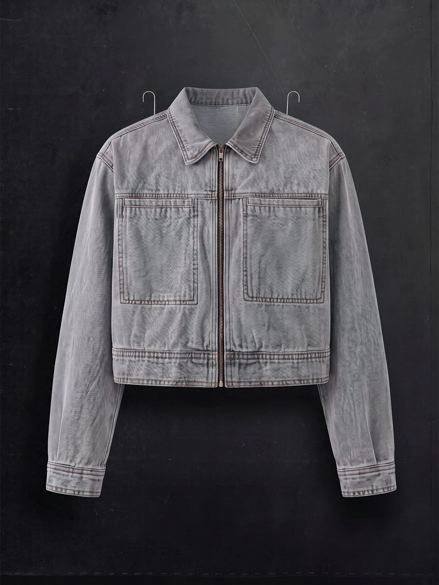 Manfinity Denimwave Men's Zipper Casual Versatile Daily Wear Denim Long Sleeve Jacket - Grey - View 1