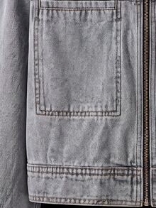 Manfinity Denimwave Men's Zipper Casual Versatile Daily Wear Denim Long Sleeve Jacket - Grey - View 4