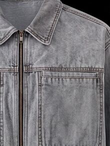 Manfinity Denimwave Men's Zipper Casual Versatile Daily Wear Denim Long Sleeve Jacket - Grey - View 6