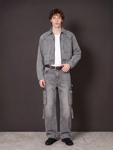 Manfinity Denimwave Men's Zipper Casual Versatile Daily Wear Denim Long Sleeve Jacket - Grey - View 3