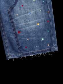 Manfinity Denimwave Men's Gothic Punk Style Denim Bermuda Shorts - Blue - View 3