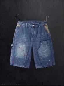 Manfinity Denimwave Men's Gothic Punk Style Denim Bermuda Shorts - Blue - View 1