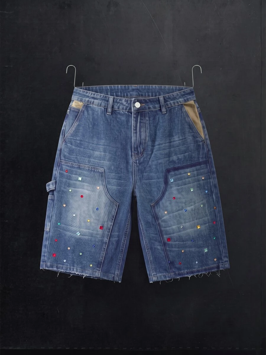 Manfinity Denimwave Men's Gothic Punk Style Denim Bermuda Shorts - Blue - View 1