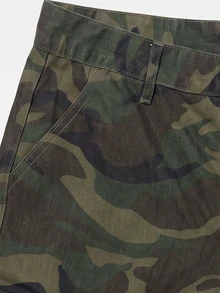 Manfinity Denimwave Men's Streetwear Casual Multi-Pocket Printed Camo Denim Shorts, Holiday - Army Green - View 5