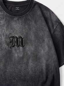 Manfinity Denimwave Men's Streetwear Gradient Embroidered T-Shirt - Black - View 4