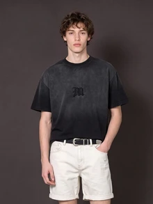 Manfinity Denimwave Men's Streetwear Gradient Embroidered T-Shirt - Black - View 2