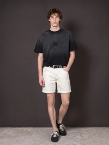 Manfinity Denimwave Men's Streetwear Gradient Embroidered T-Shirt - Black - View 3