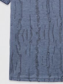 Manfinity Denimwave Men's Blue Distressed Fabric Embroidered T-Shirt - Blue - View 5