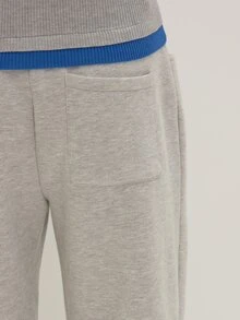 MUSEYN Celana Sweatpants Potongan Lurus Warna Abu-abu dari Jersey - Grey - View 5