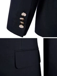 Calvornis Men's Double-Breasted Vest, Long Sleeve Jacket And Pocket Trousers 3 PiecesSuit Set - Black - View 6