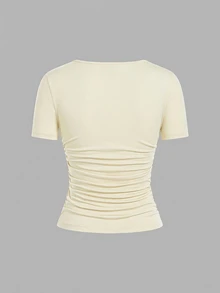 SHEIN EZwear 4件装95%纯棉休闲纯色圆领短袖T恤，适合春夏穿着、外出、海滩度假、居家穿着，时尚百搭。 - 彩色 - 查看 14