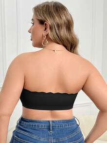 SHEIN 1pc Front Closure Wirefree Plus Size Women Bandeau Bra - Black - View 2