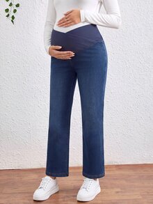 SHEIN 孕婦休閒百搭日常外出牛仔褲 - 藍色 - 查看 2