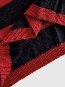 ROMWE MEN Men's Crew Neck Striped Letter Embroidered Knit Sweater Street Fashion - Multicolor - View 7
