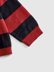 ROMWE MEN Men's Crew Neck Striped Letter Embroidered Knit Sweater Street Fashion - Multicolor - View 4