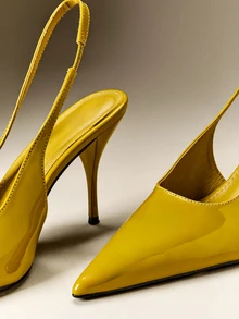 Hauture Women Glamorous Pointy Toe Stiletto Sing Back Strap Party Sexy Pumps - Olive Green - View 7
