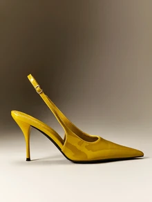 Hauture Women Glamorous Pointy Toe Stiletto Sing Back Strap Party Sexy Pumps - Olive Green - View 3