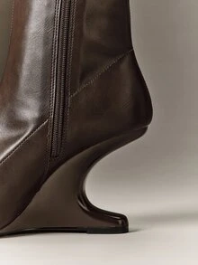 Hauture Ladies Fashinable Glamorous Point Toe Structral Heel Ankle Booties - Coffee Brown - View 5