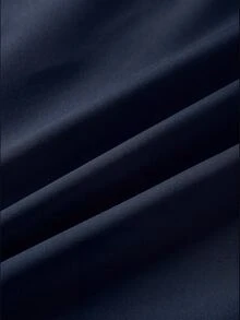 SHEIN 對比色休閒商務優雅戶外襯衫，極簡休閒，戶外，通勤辦公，海軍藍與白色，秋季 - 藏蓝色 - 查看 5
