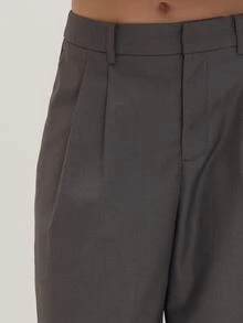 MUSEYN Celana Kulot Berlipit Tenun Warna Abu-abu Gelap - Dark Grey - View 5
