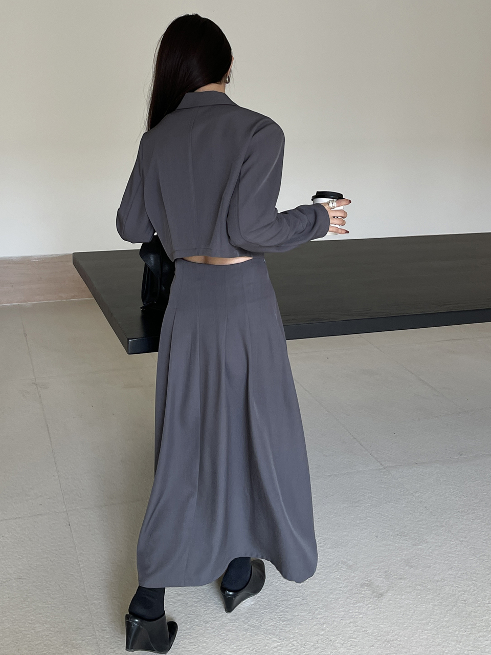 Women Casual Solid Color Lapel Neck Long Sleeve Top And Skirt 2 Pieces Set, Autumn,Fall Women Clothes