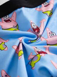 SpongeBob SquarePants | SHEIN 3 piezas/Paquete Calzoncillos de cintura elástica con estampado de dibujos animados para hombres - Azul - Ver 8