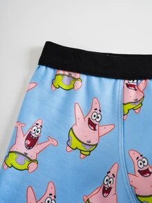 SpongeBob SquarePants | SHEIN 3 piezas/Paquete Calzoncillos de cintura elástica con estampado de dibujos animados para hombres - Azul - Ver 6