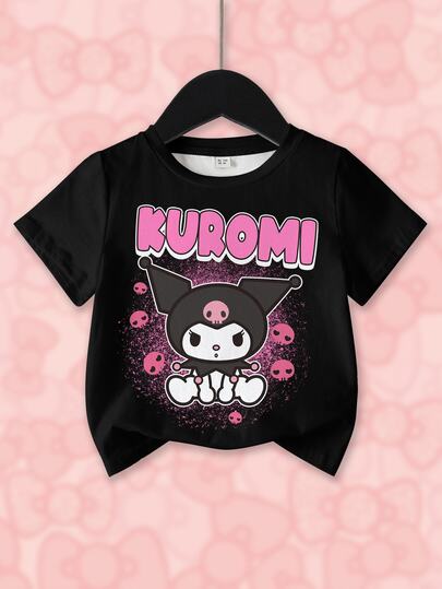 HELLO KITTY AND FRIENDS | SHEIN 少女字母卡通印花休閒日常短袖T恤