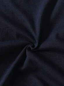 SHEIN 新生兒春秋針織素色馬圖案上衣休閒基礎款男嬰套裝 - 藏蓝色 - 查看 5