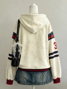 Lalippa Women's Fashion Letter Print Long Sleeve Hooded Sweatshirt For Vacation - Multicolor - View 2