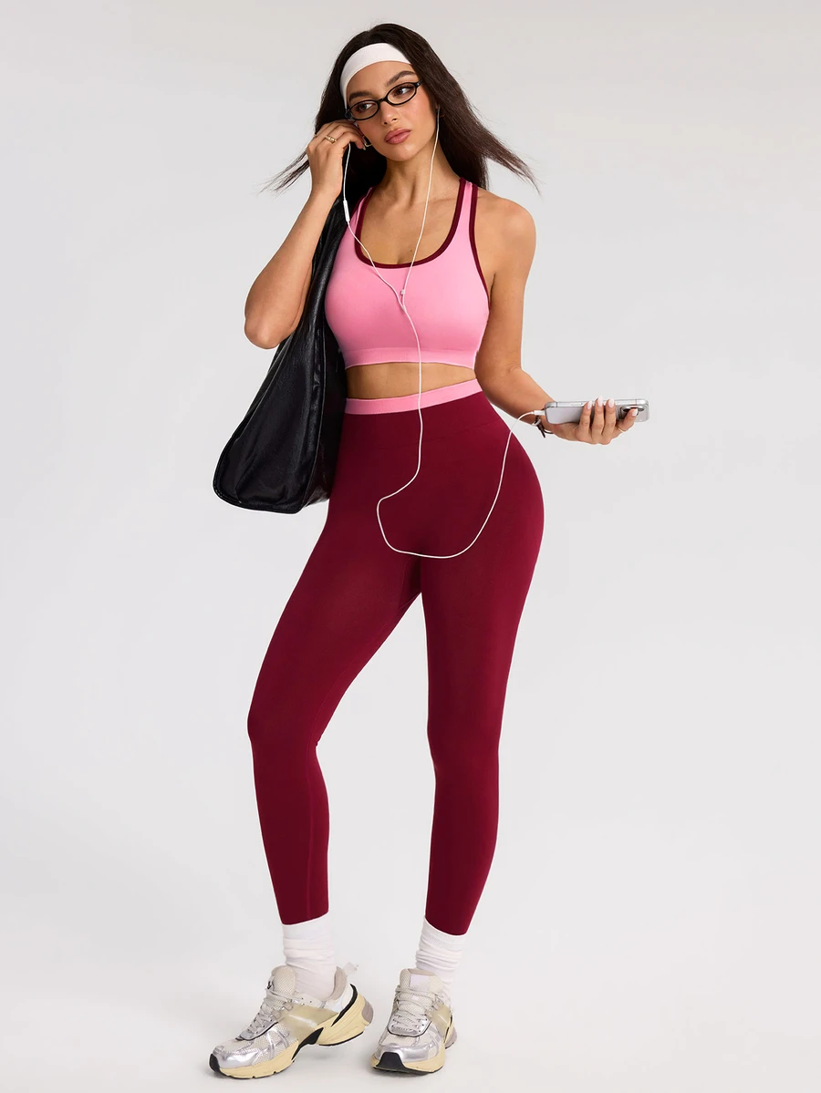 SHEIN Dewbera Women's Seamless Multi-Color Sports Set Tank Top & Leggings - Multicolor - View 1