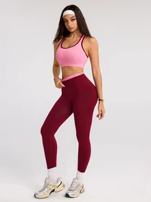 SHEIN Dewbera Women's Seamless Multi-Color Sports Set Tank Top & Leggings - Multicolor - View 3