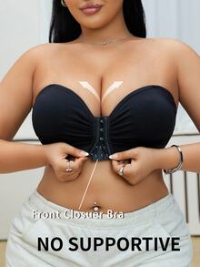 DesireSculpt Plus Size Women Regular Casual Seamless Transparent Strap Bra - Black - View 4