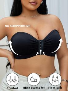 DesireSculpt Plus Size Women Regular Casual Seamless Transparent Strap Bra - Black - View 5