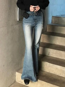 DAZY High Waist Flare Leg Jeans Fall - Blue - View 5