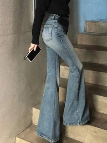 DAZY High Waist Flare Leg Jeans Fall - Blue - View 2