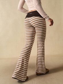 VARSIVA Women's Casual Striped Flared Pants With Waist Fold Over Leggings - Multicolor - View 6