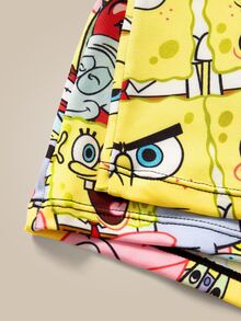 SpongeBob SquarePants | SHEIN 男士字母和卡通图案平角内裤，可爱内裤 - 黃色 - 查看 4