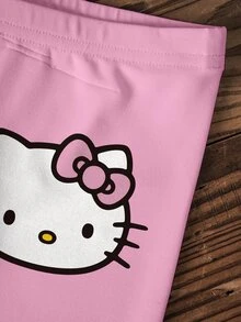 HELLO KITTY AND FRIENDS | SHEIN 女童卡通印花圓領長袖運動衫與內搭褲套裝 - 白色 - 查看 5