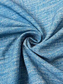 Linhara CURVE Fashionable Casual French Vintage Elegant Commuter Tie-Knot Denim Effect Print Blouse Autumn Office Brunch Blue - Blue - View 7