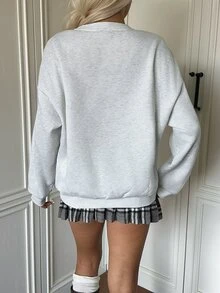CovetEZ 女款卡通圖案休閒日常穿著長袖運動衫 - 灰色 - 查看 7
