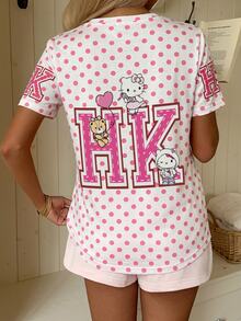 CovetEZ HELLO KITTY AND FRIENDS | SHEIN 休閒極簡圓領短袖寬鬆女款T恤，聯名印花圖案，適合外出、街頭穿搭、機場、時尚、返校、Y2K、派對、海灘度假、假日 - 彩色 - 查看 2