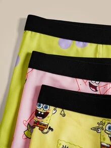 SpongeBob SquarePants | SHEIN Men's Comfortable Cute Soft Cartoon Pattern Trunks - Multicolor - View 4