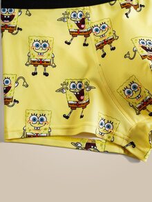 SpongeBob SquarePants | SHEIN Men's Comfortable Cute Soft Cartoon Pattern Trunks - Multicolor - View 6