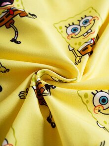 SpongeBob SquarePants | SHEIN Men's Comfortable Cute Soft Cartoon Pattern Trunks - Multicolor - View 7