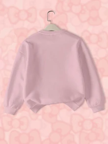 HELLO KITTY AND FRIENDS | SHEIN Tween Girl Letter Cartoon Print Casual Daily Long Sleeve Sweatshirt - White - View 2